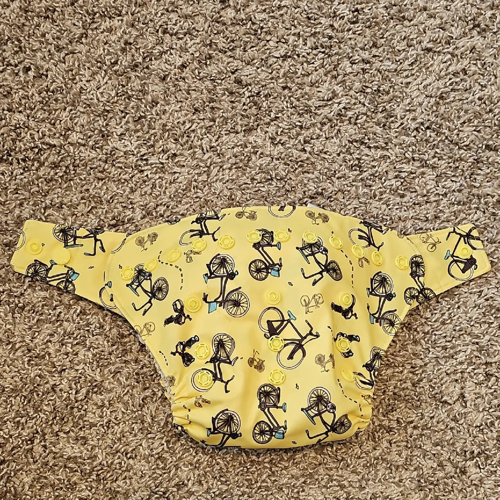 Grovia Yellow Bicycle Print Kids Hybrid Diaper
